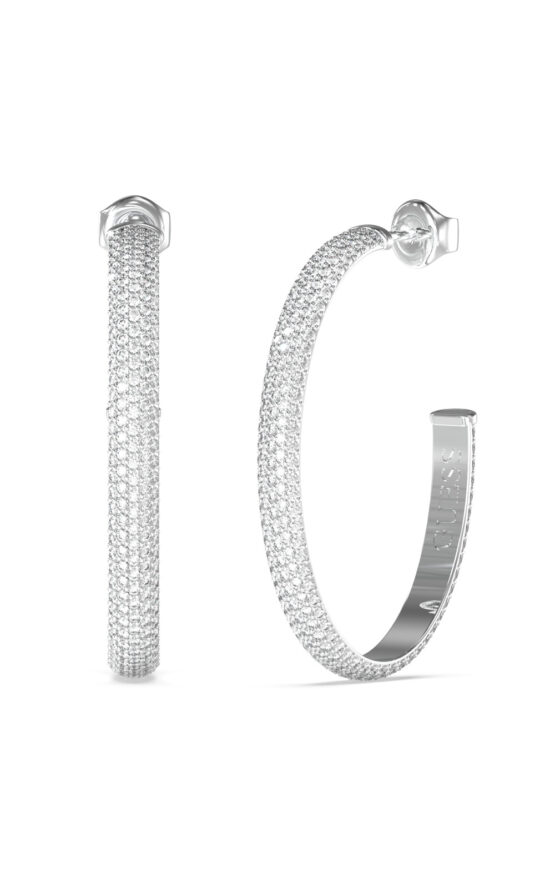 GUESS STEEL ESSENZA JUBE06021JWRHT/U Κρίκοι Ασημένιοι Με Πέτρες