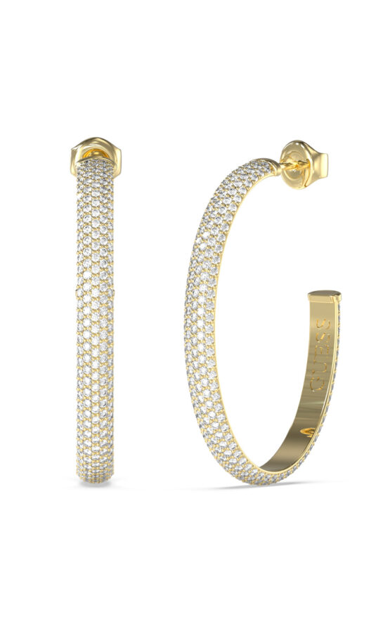 GUESS STEEL ESSENZA JUBE06021JWYGT/U Κρίκοι Χρυσοί Με Πέτρες