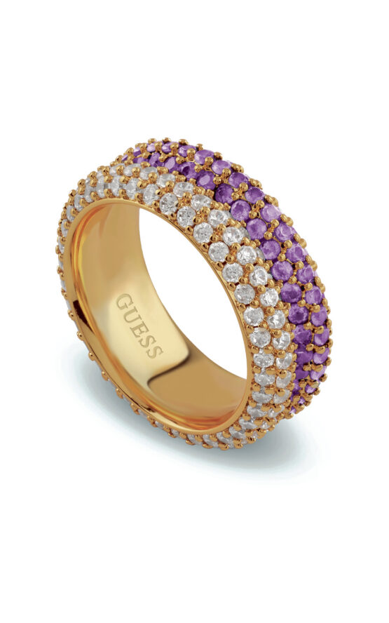 GUESS STEEL ESSENZA JUBR06026JWYGLA56 Δαχτυλίδι Χρυσό Με Πολύχρωμες Πέτρες