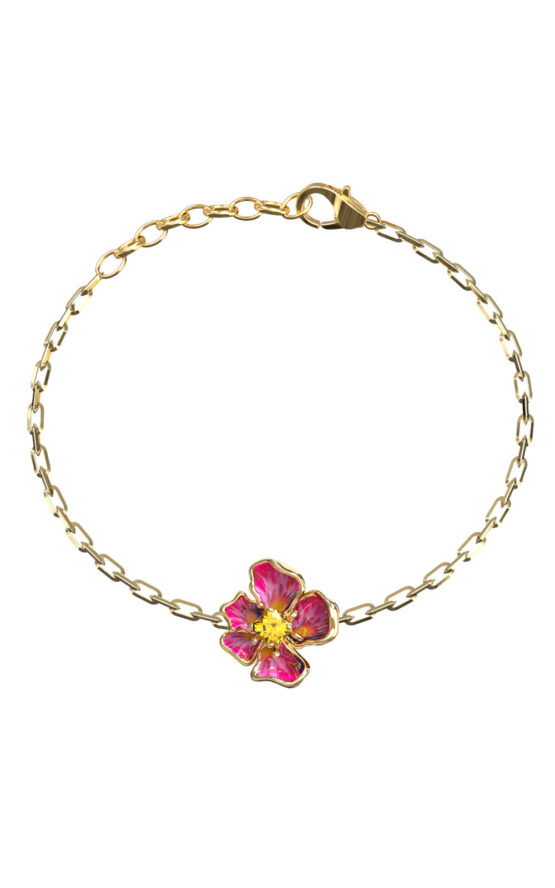 GUESS STEEL FLORIS JUBB06109JWYGMCL Βραχιόλι Χρυσό Με Λουλούδι