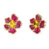 GUESS STEEL FLORIS JUBE06108JWYGMCT/U Σκουλαρίκια Χρυσά Λουλούδια Με Μπορτνώ Σμάλτο