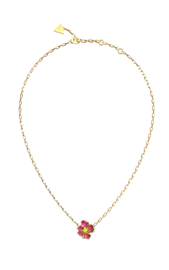 GUESS STEEL FLORIS JUBN06107JWYGMCT/U Κολιέ Χρυσό Με Λουλούδι