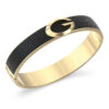 GUESS STEEL G CAMDEN JUBB06345JWYGBKL Χειροπέδα Χρυσή Με Μαύρο Δέρμα Με Λογότυπο