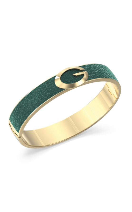 GUESS STEEL G CAMDEN JUBB06345JWYGGNL Χειροπέδα Χρυσή Με Πράσινο Δέρμα