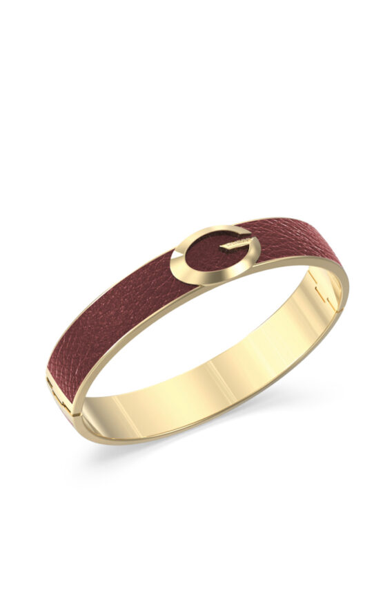 GUESS STEEL G CAMDEN JUBB06345JWYGRBL Χειροπέδα Χρυσή Με Καφέ Δέρμα