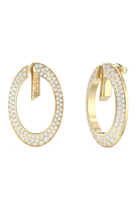 GUESS STEEL G CAMDEN JUBE06334JWYGT/U Σκουλαρίκια Χρυσά Με Λογότυπο Με Πέτρες