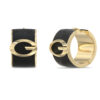 GUESS STEEL G CAMDEN JUBE06346JWYGBKT/U Σκουλαρίκια Χρυσά Με Μαύρο Δέρμα Και Λογότυπο