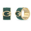 GUESS STEEL G CAMDEN JUBE06346JWYGGNT/U Σκουλαρίκια Χρυσά Με Πράσινο Δέρμα Και Λογότυπο