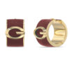 GUESS STEEL G CAMDEN JUBE06346JWYGRBT/U Σκουλαρίκια Χρυσά Με Καφέ Δέρμα Και Λογότυπο