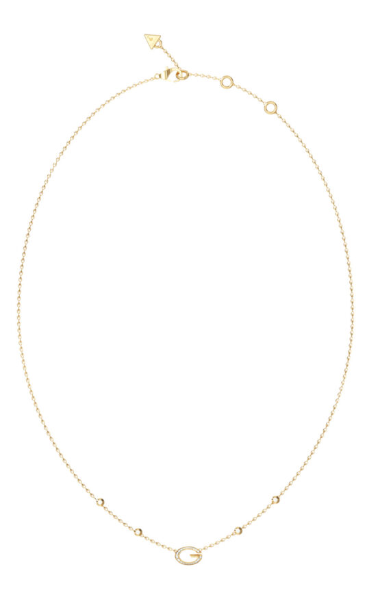 GUESS STEEL G CAMDEN JUBN06336JWYGT/U Κολιέ Χρυσό Με Λογότυπο Με Πέτρες
