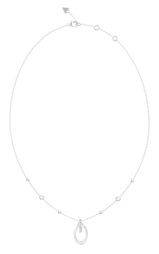 GUESS STEEL G CAMDEN JUBN06340JWRHT/U Κολιέ Ασημένιο Με Κρεμαστό Λογότυπο