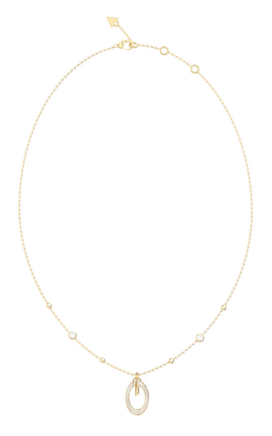 GUESS STEEL G CAMDEN JUBN06340JWYGT/U Κολιέ Χρυσό Με Κρεμαστό Λογότυπο