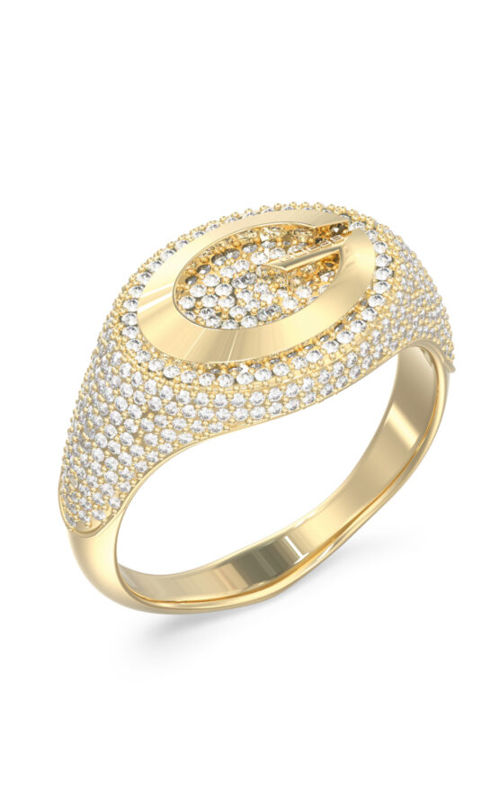 GUESS STEEL G CAMDEN JUBR06335JWYG56 Δαχτυλίδι Χρυσό Με Πέτρες Και Λογότυπο