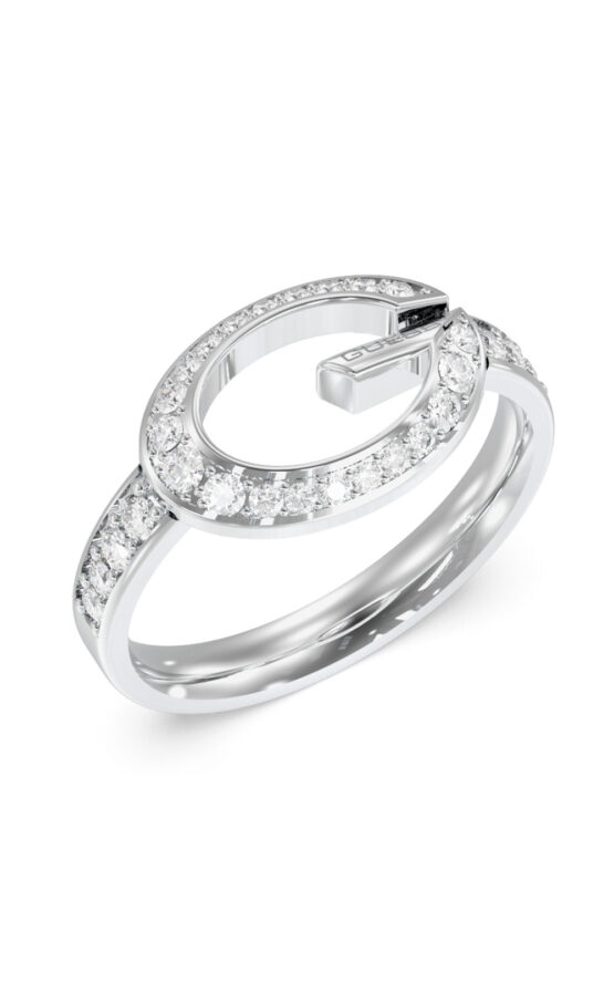 GUESS STEEL G CAMDEN JUBR06339JWRH58 Δαχτυλίδι Ασημένιο Με Λογότυπο Και Πέτρες