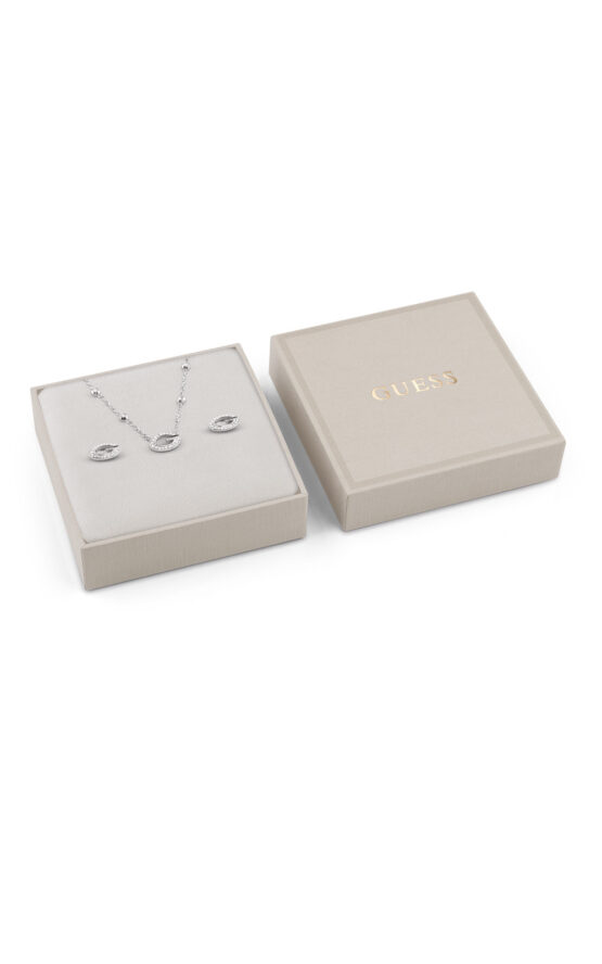GUESS STEEL G CAMDEN JUBS06045JWRHT/U Κουτάκι Με Ασημένιο Κολιέ Και Σκουλαρίκια