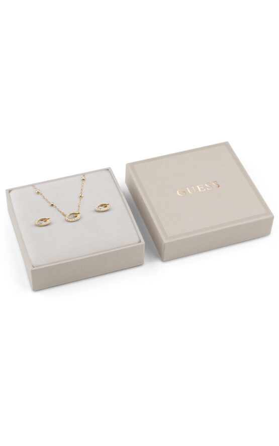 GUESS STEEL G CAMDEN JUBS06045JWYGT/U Κουτάκι Με Χρυσό Κολιέ Και Σκουλαρίκια