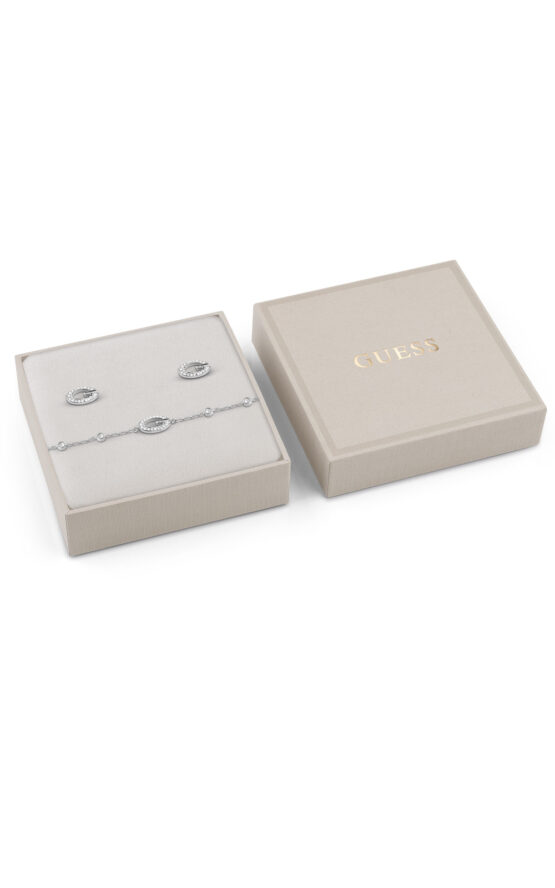 GUESS STEEL G CAMDEN JUBS06046JWRHS Κουτάκι Με Ασημένιο Βραχιόλι Και Σκουλαρίκια