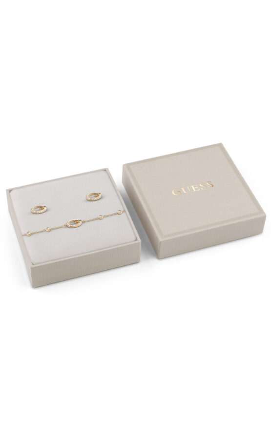 GUESS STEEL G CAMDEN JUBS06046JWYGS Κουτάκι Με Χρυσό Βραχιόλι Και Σκουλαρίκια