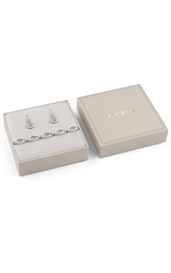 GUESS STEEL G CAMDEN JUBS06048JWRHS Κουτάκι Με Ασημένιο Βραχιόλι Και Σκουλαρίκια