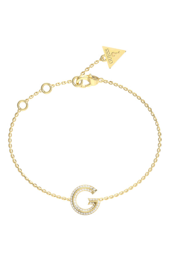 GUESS STEEL G CRYSTAL JUBB05442JWYGL Βραχιόλι Χρυσό Με Λογότυπο Με Πέτρες