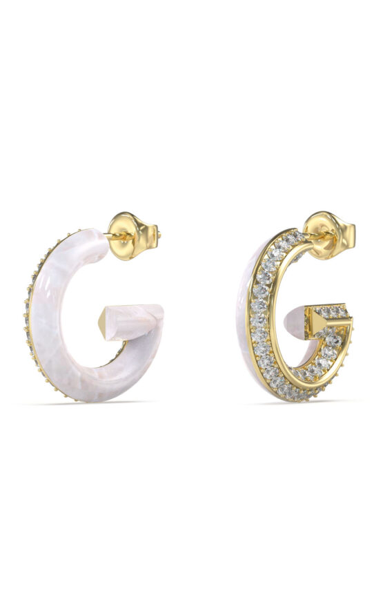 GUESS STEEL G CRYSTAL JUBE05436JWYGWHT/U Σκουλαρίκια Δίχρωμα Με Πέτρες