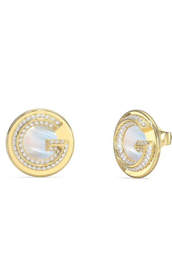 GUESS STEEL G CRYSTAL JUBE05440JWYGT/U Σκουλαρίκια Χρυσά Με Πέτρες Και Λογότυπο