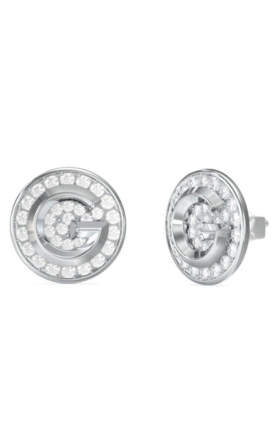 GUESS STEEL G CRYSTAL JUBE05448JWRHT/U Σκουλαρίκια Ασημένια Με Πέτρες Και Λογότυπο