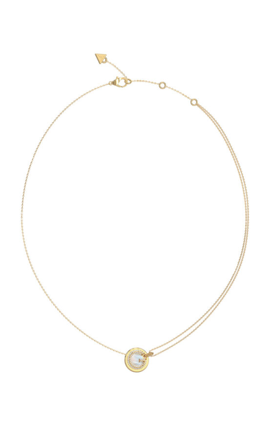 GUESS STEEL G CRYSTAL JUBN05437JWYGT/U Κολιέ Χρυσό Με Λογότυπο