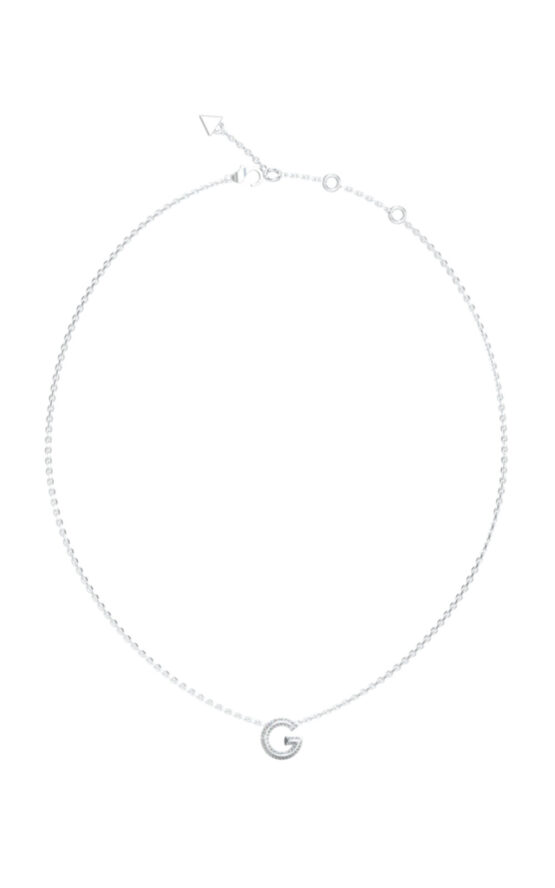 GUESS STEEL G CRYSTAL JUBN05441JWRHT/U Κολιέ Ασημένιο Με Λογότυπο