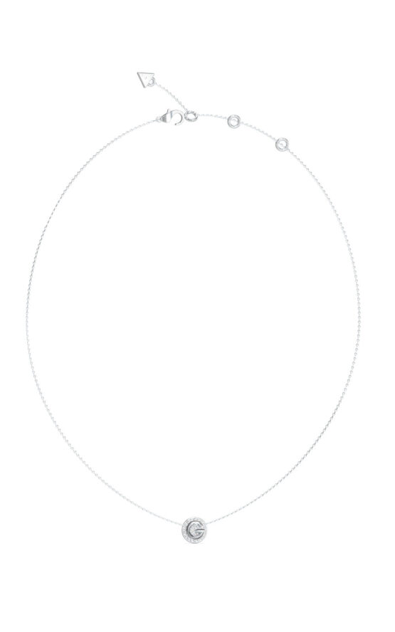 GUESS STEEL G CRYSTAL JUBN05446JWRHT/U Κολιέ Ασημένιο Με Λογότυπο Με Πέτρες