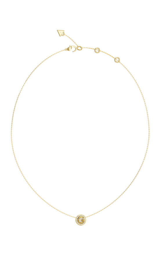 GUESS STEEL G CRYSTAL JUBN05446JWYGT/U Κολιέ Χρυσό Με Λογότυπο Με Πέτρες