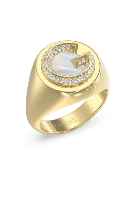 GUESS STEEL G CRYSTAL JUBR05439JWYG54 Δαχτυλίδι Χρυσό Με Λογότυπο Με Πέτρες