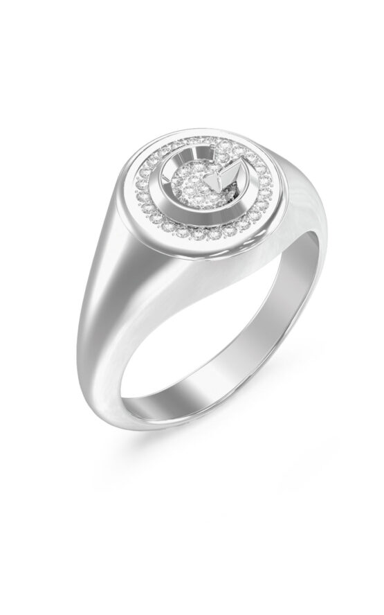 GUESS STEEL G CRYSTAL JUBR05449JWRH54 Δαχτυλίδι Ασημένιο Με Λογότυπο Με Πέτρες