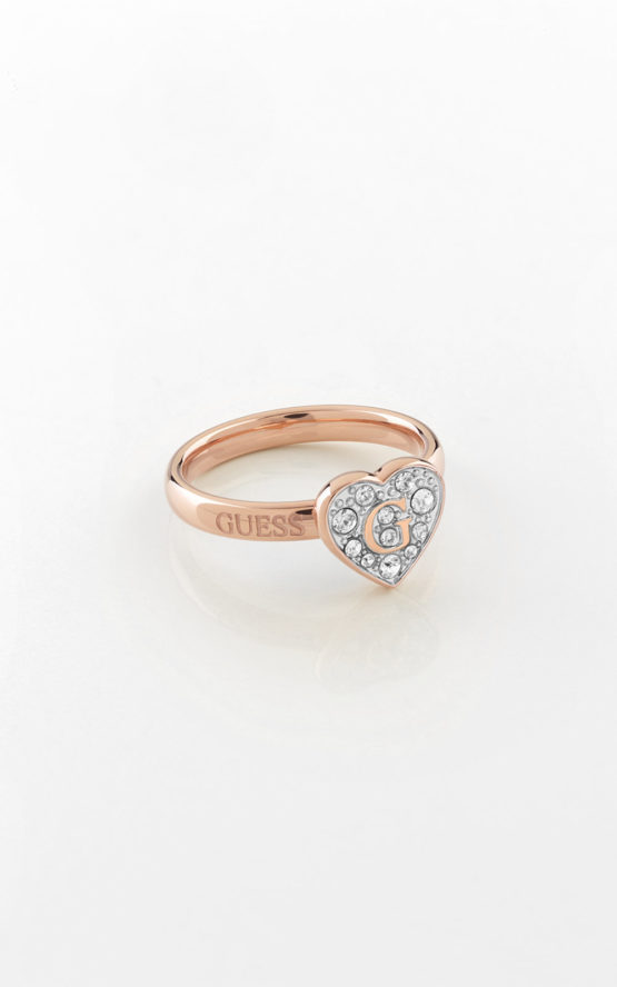 GUESS STEEL G SHINE UBR79030-54 Ροζ Χρυσό Δαχτυλίδι Με Καρδιά