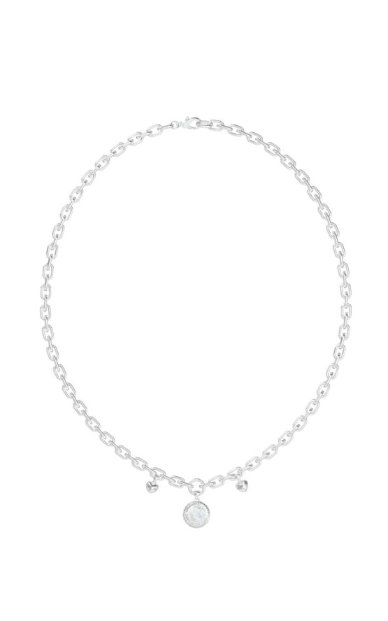 GUESS STEEL G TALISMAN JUBN06199JWRHT/U Κολιέ Ασημένιο Με Καρδιές Με Λογότυπο Με Πέτρες