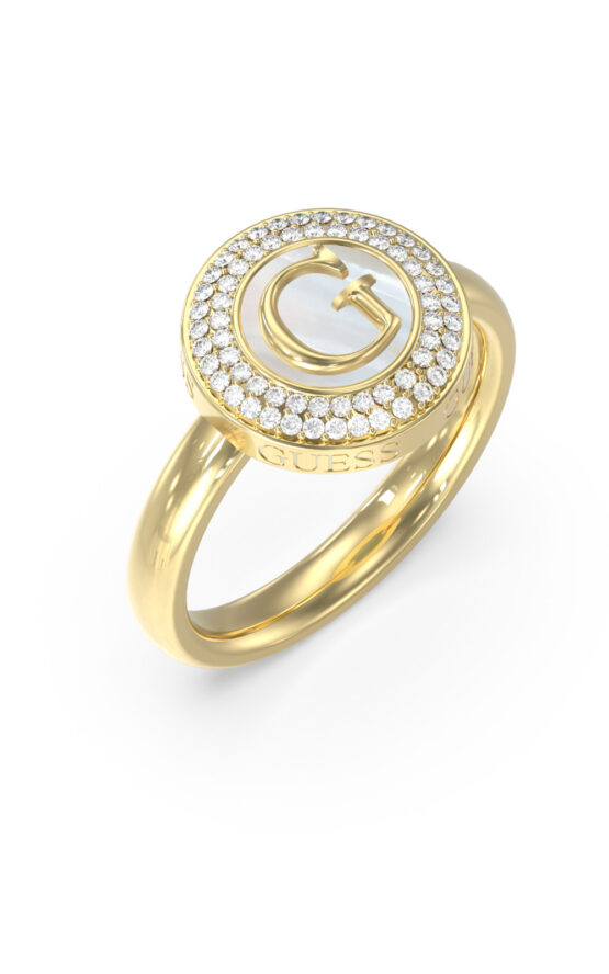 GUESS STEEL G TALISMAN JUBR06206JWYG56 Δαχτυλίδι Χρυσό Με Λογότυπο Με Πέτρες