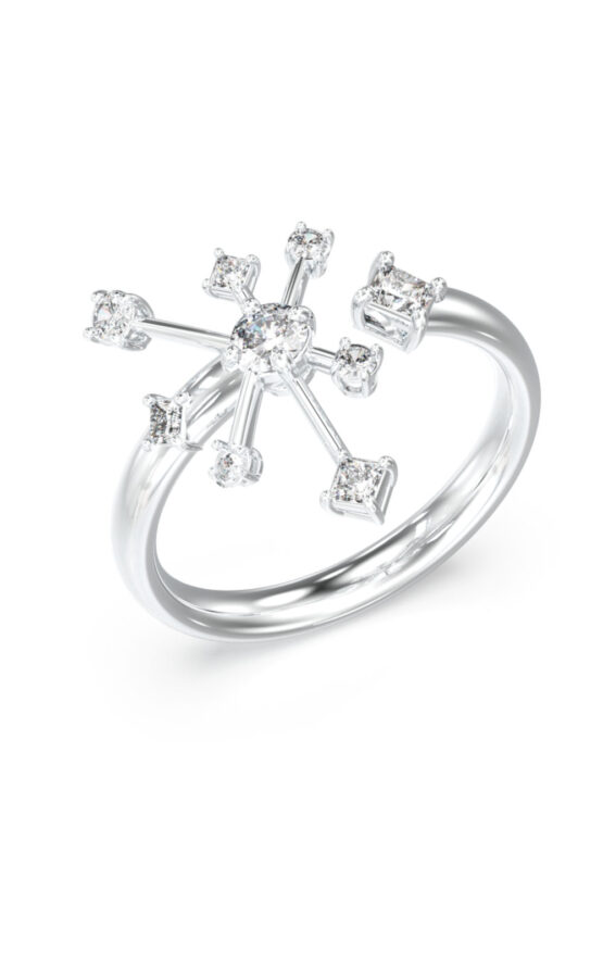 GUESS STEEL GALAXY JUBR05565JWRH58 Δαχτυλίδι Ασημένιο Με Πέτρες