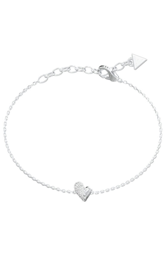GUESS STEEL GOLDEN LOVE JUBB06449JWRHL Βραχιόλι Ασημένιο Με Καρδιά Με Πέτρες