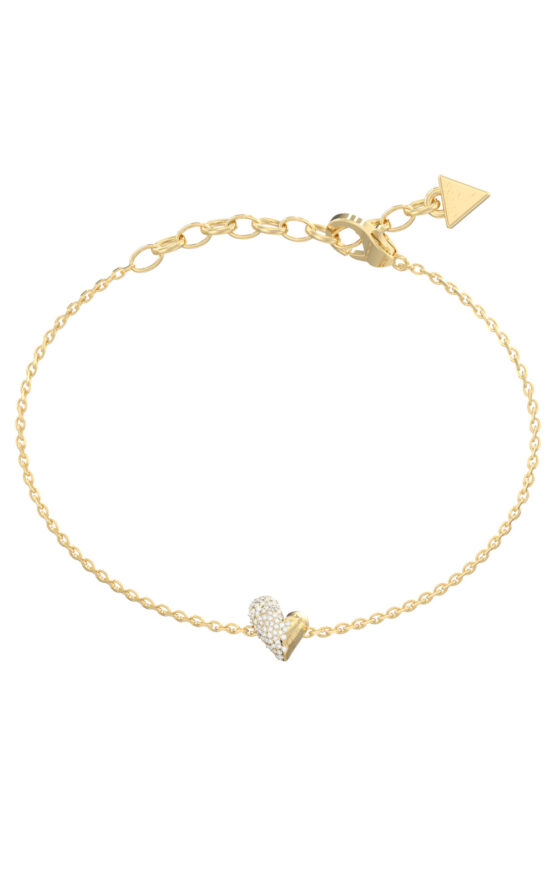 GUESS STEEL GOLDEN LOVE JUBB06449JWYGL Βραχιόλι Χρυσό Με Καρδιά Με Πέτρες