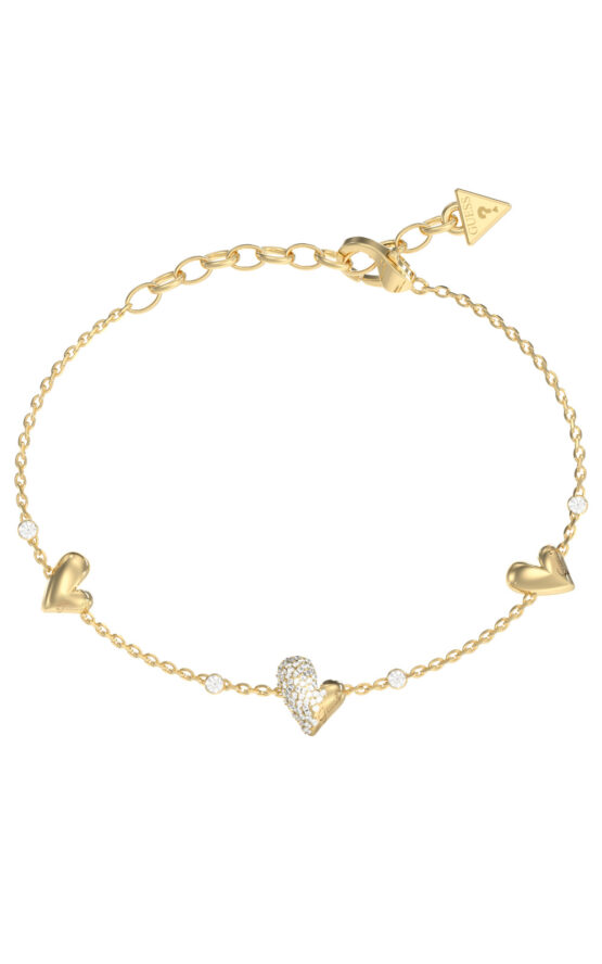 GUESS STEEL GOLDEN LOVE JUBB06451JWYGL Βραχιόλι Χρυσό Με Καρδιές