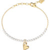 GUESS STEEL GOLDEN LOVE JUBB06455JWYGL Βραχιόλι Χρυσό Με Άσπρες Πέρλες Και Καρδιά