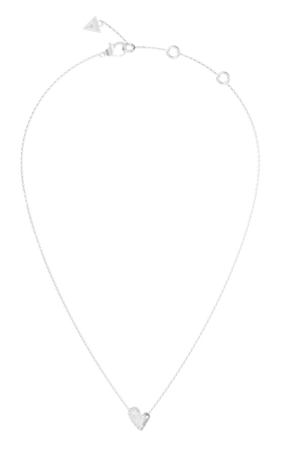 GUESS STEEL GOLDEN LOVE JUBN06370JWRHT/U Κολιέ Ασημένιο Με Καρδιά Με Πέτρες