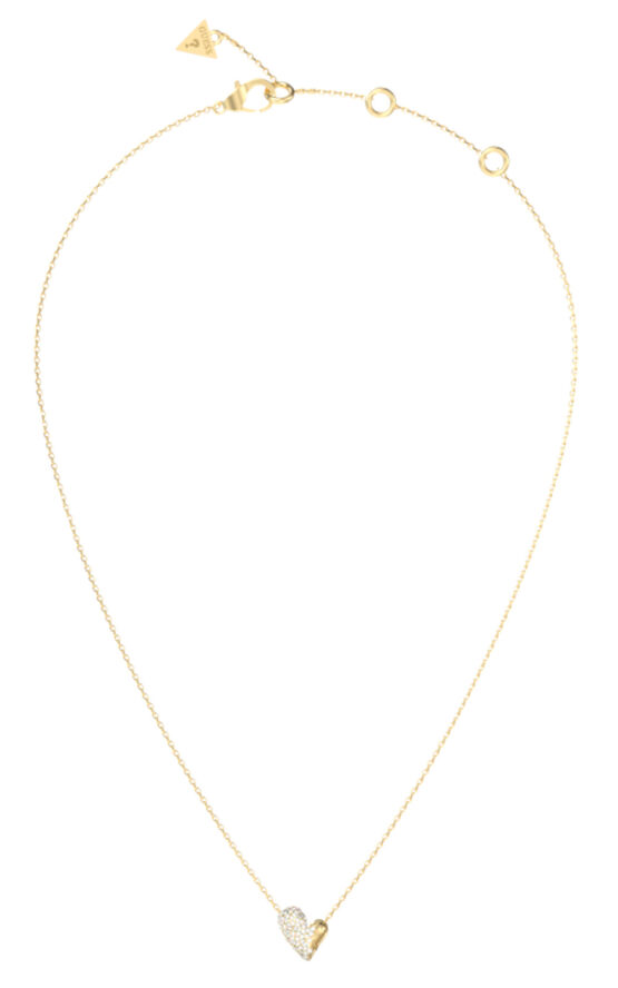 GUESS STEEL GOLDEN LOVE JUBN06370JWYGT/U Κολιέ Χρυσό Με Καρδιά Με Πέτρες