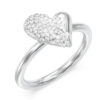 GUESS STEEL GOLDEN LOVE JUBR06452JWRH56 Δαχτυλίδι Ασημένιο Με Καρδιά Με Πέτρες