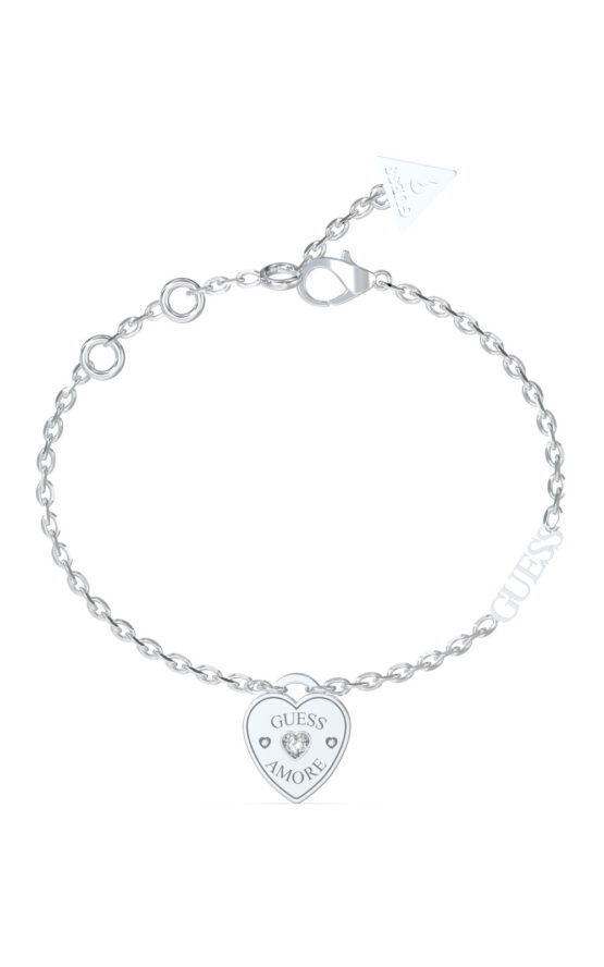 GUESS STEEL GUESS AMORE JUBB05057JWRHL Βραχιόλι Ασημένιο Με Καρδιά Και Λογότυπο