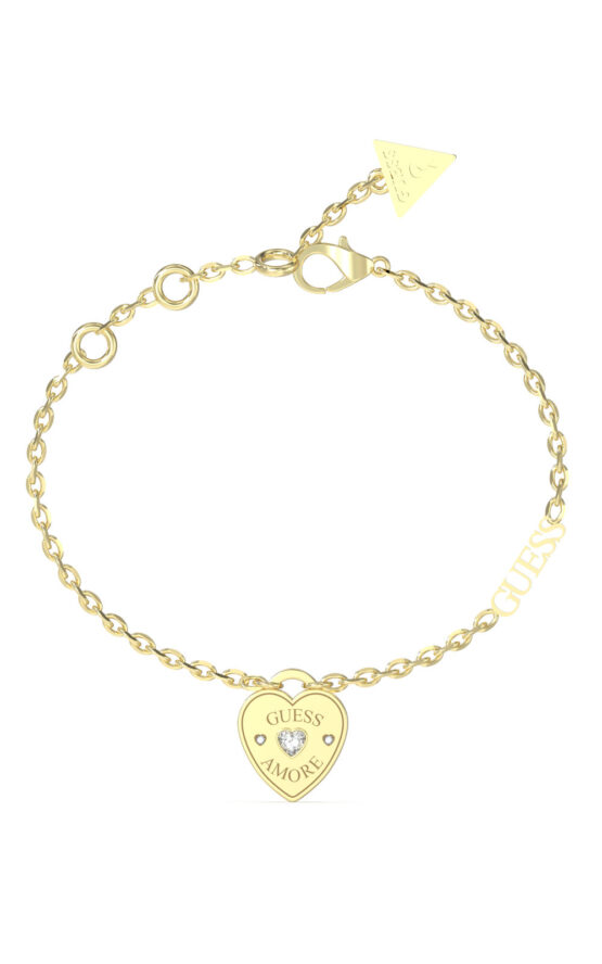 GUESS STEEL GUESS AMORE JUBB05057JWYGL Βραχιόλι Χρυσό Με Καρδιά Και Λογότυπο