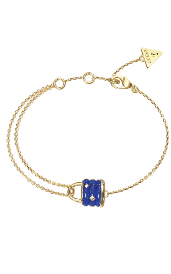 GUESS STEEL GUESS MY SECRET JUBB05413JWYGBLL Βραχιόλι Χρυσό Με Μπλε Λουκέτο