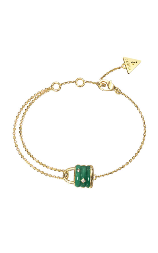 GUESS STEEL GUESS MY SECRET JUBB05413JWYGGNL Βραχιόλι Χρυσό Με Πράσινο Λουκέτο