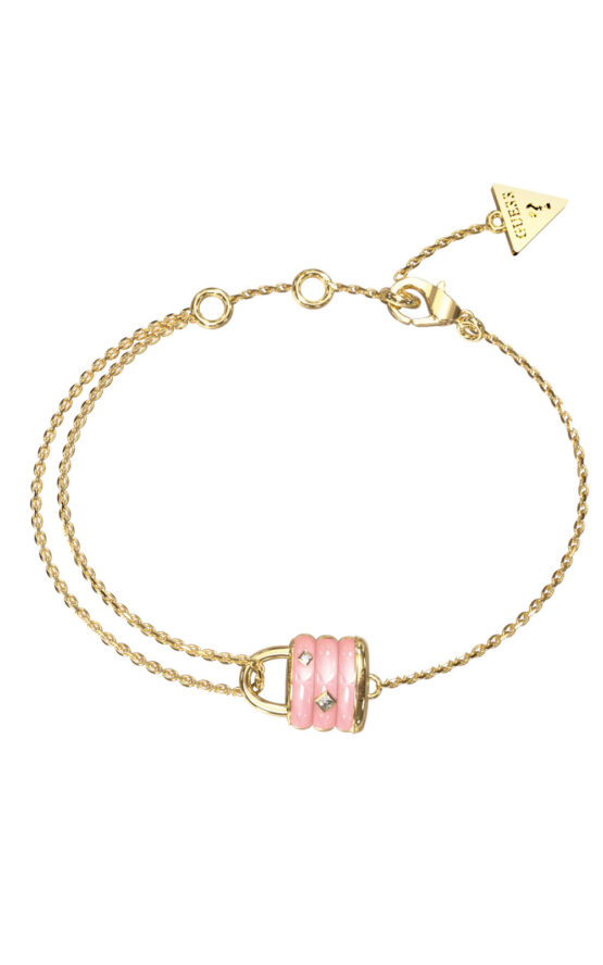 GUESS STEEL GUESS MY SECRET JUBB05413JWYGRSL Βραχιόλι Χρυσό Με Ροζ Λουκέτο