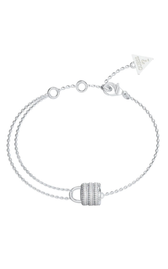 GUESS STEEL GUESS MY SECRET JUBB05418JWRHL Βραχιόλι Ασημένιο Με Λουκέτο Με Πέτρες